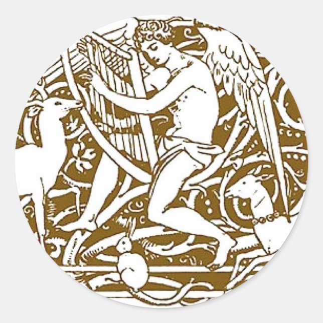 Sticker Rond Angel avec Harpe (Devant)