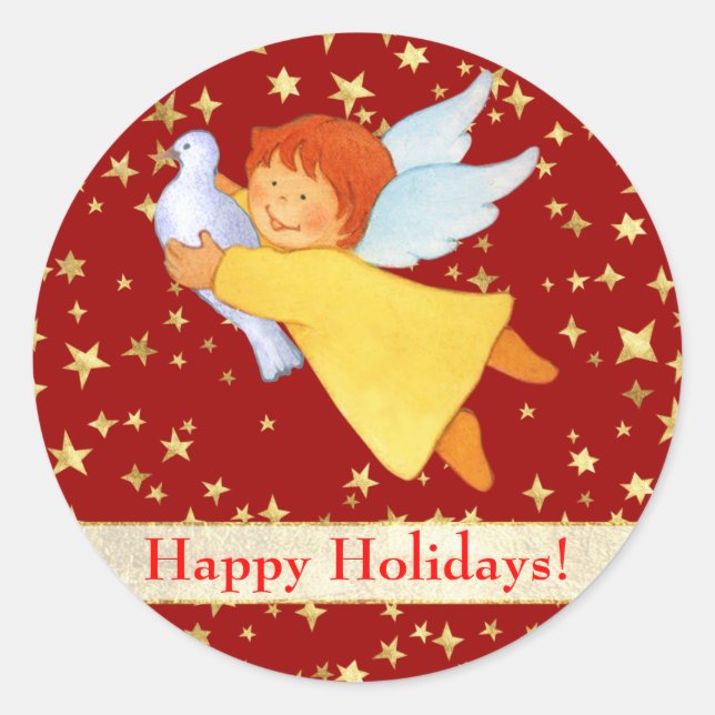 Sticker Rond Angel avec Peace Dove (Devant)