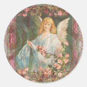 Sticker Rond Angel avec Roses