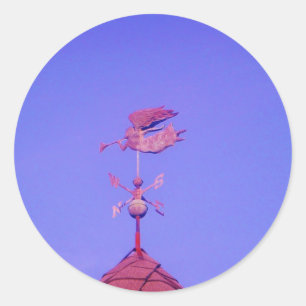 STICKER ROND ANGEL BLOWING HORN