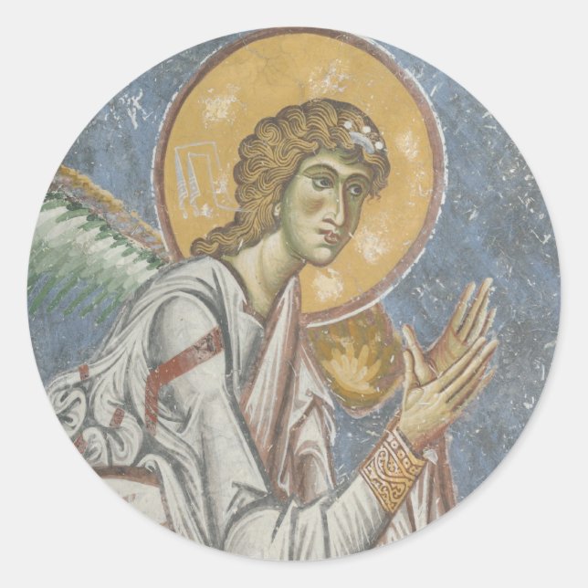 Sticker Rond Angel byzantin avec mains pliées (Devant)