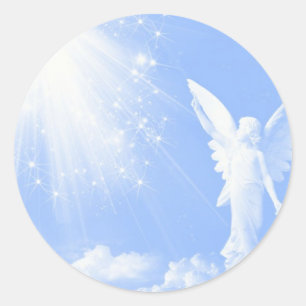 Sticker Rond Angel Dans Les Nuages