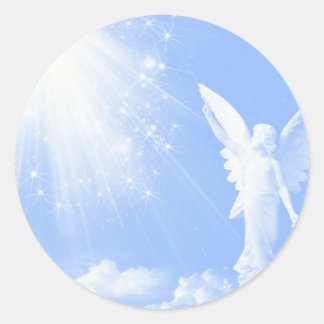 Sticker Rond Angel Dans Les Nuages