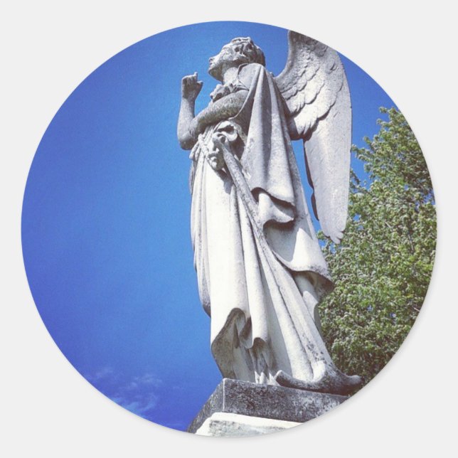 Sticker Rond Angel et ciel bleu vif (Devant)