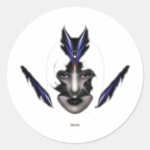 Sticker Rond Angel Eyes Ailes De Vent Fractal Art