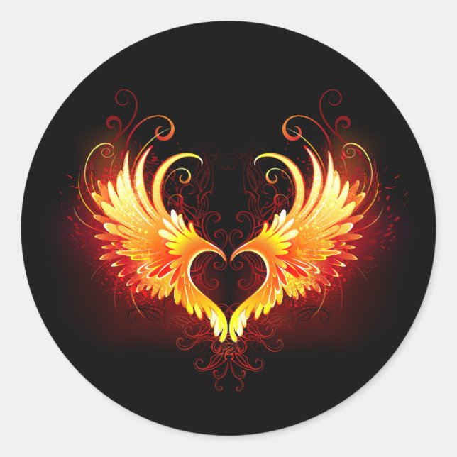 Sticker Rond Angel Fire Heart with Wings (Devant)