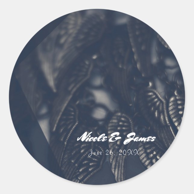 Sticker Rond Angel foncé ailes Gothique Glam Personnalisé Faveu (Devant)