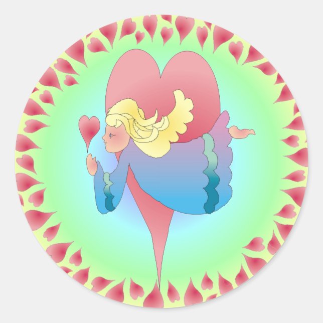 Sticker Rond ANGEL HEARTS par SHARON SHARPE (Devant)