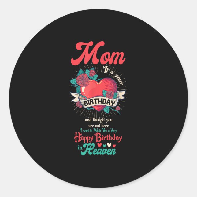 Sticker Rond Angel Maman Joyeux Anniversaire Dans Le Ciel Jour  (Devant)