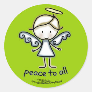 Sticker Rond Angel-Paix à tous