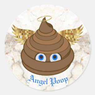 Sticker Rond Angel Poop Emoji