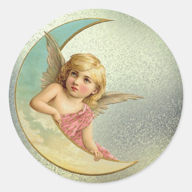 Sticker Rond Angel vintage de lune (Devant)