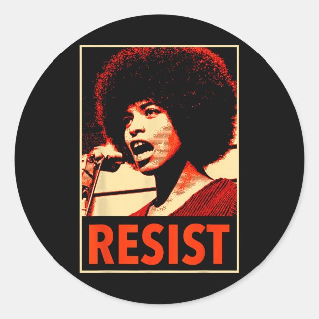 Sticker Rond Angela - Résister - Davis (Devant)