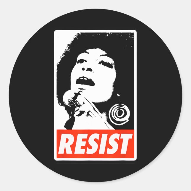 Sticker Rond Angela - Résister - Davis 1 (Devant)