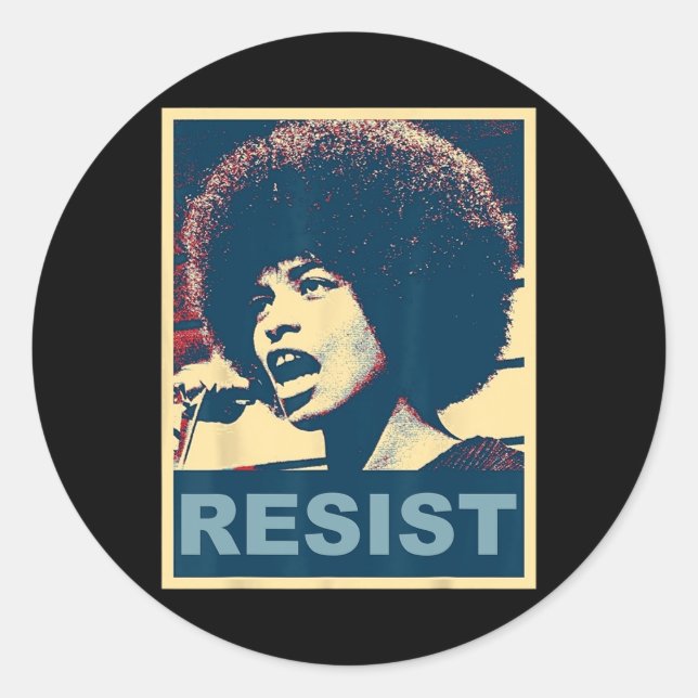 Sticker Rond Angela - Résister - Davis 2 (Devant)