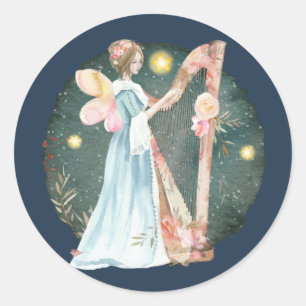 Sticker Rond Angelic Winter Music Jouer Angel
