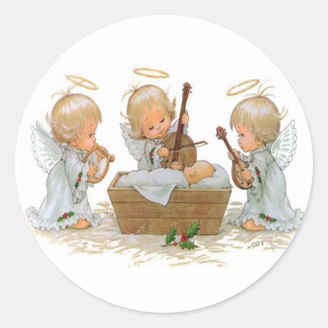 Sticker Rond Angels dans l'autocollant Manger (Devant)