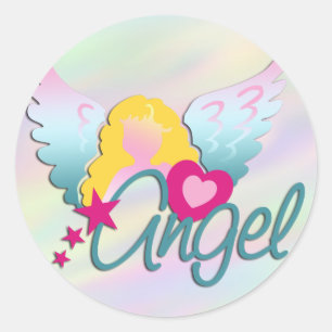 Sticker Rond Angels Love couleur claire