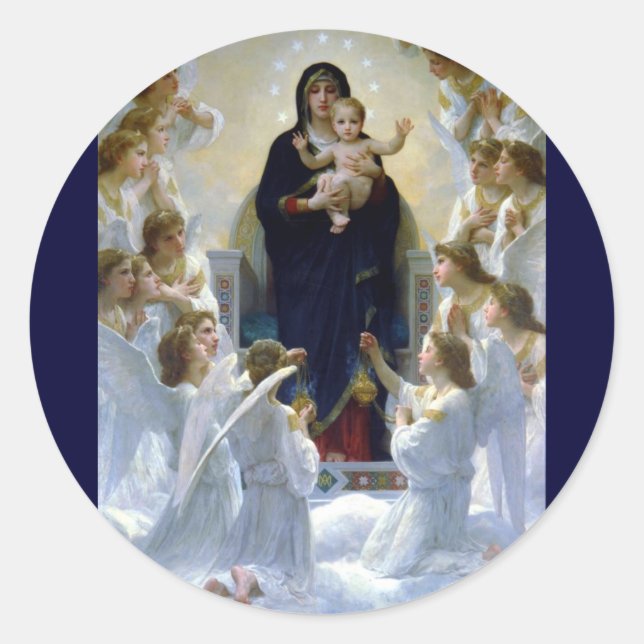 Sticker Rond Angels madona bébé religion chrétienne nuages (Devant)