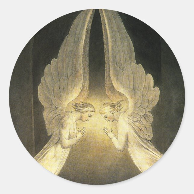 Sticker Rond Anges anciens planant au-dessus de Jésus-Christ (Devant)