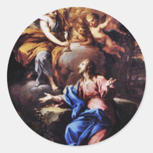 Sticker Rond Anges avec Jésus dans le jardin