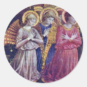 Sticker Rond Anges de croyants par Gozzoli Benozzo