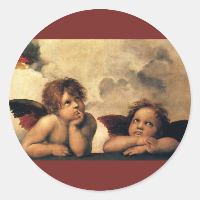Sticker Rond Anges de la Madone Sixtine par Raphaël Sanzio (Devant)