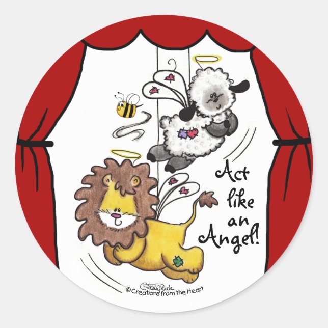 Sticker Rond Anges de Lion et d'Agneau (Devant)