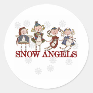 Sticker Rond Anges de neige