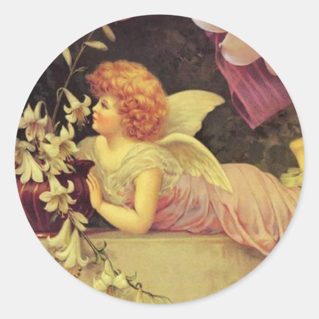 Sticker Rond Anges romantiques Cadeaux et Tee - shirt (Devant)