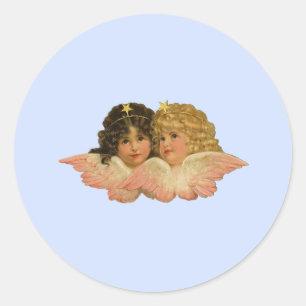 Sticker Rond Anges victoriens Baby Blue