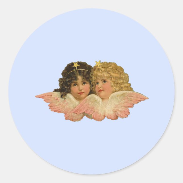 Sticker Rond Anges victoriens Baby Blue (Devant)