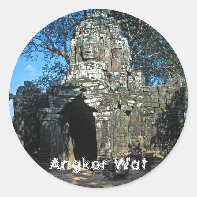 Sticker Rond Angkor wat, temple Ta som - Cambodge, Asie (Devant)