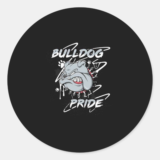 Sticker Rond Anglais Bulldog Pride Fidélité École Esprit (Devant)