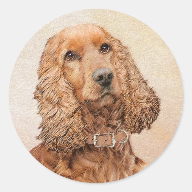 Sticker Rond Anglais Cocker Peinture Espagnole - Art Chien orig (Devant)