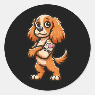 Sticker Rond Anglais Er Espagnol I Love Maman Funny Chien Tatto
