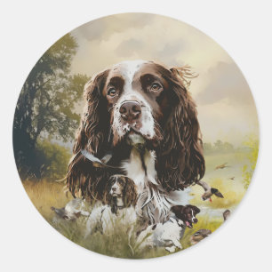 Sticker Rond Anglais Springer Spaniel