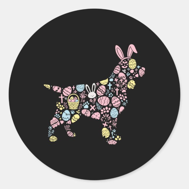 Sticker Rond Anglais Springer Spaniel Bunny Easter Eglise Pâque (Devant)