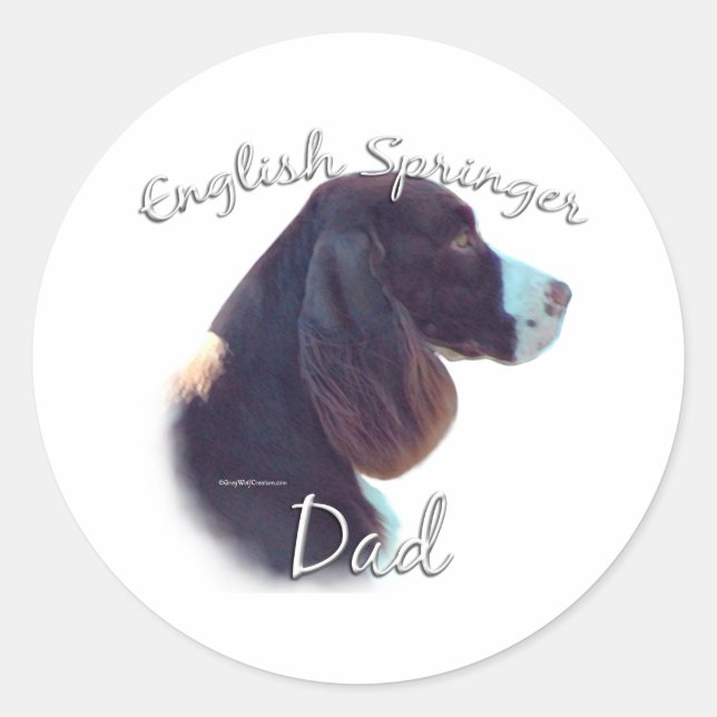 Sticker Rond Anglais Springer Spaniel Papa 2 (Devant)