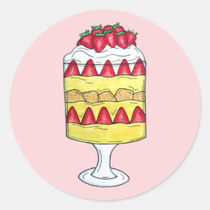 Sticker Rond Anglais Trifle Fruit Custsert Cuisine britannique
