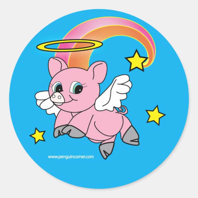 Sticker Rond Angle de porc en vol (Devant)
