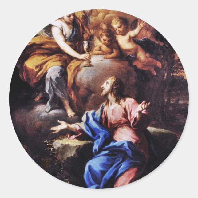 Sticker Rond Angles avec Jésus dans le Jardin (Devant)