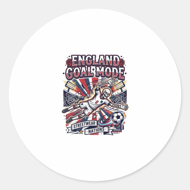 Sticker Rond Angleterre Mode de but squelette attaquant Nations (Devant)