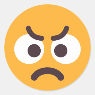 Sticker Rond Angry Face mignon Fun Couleurs modifiables Emoji