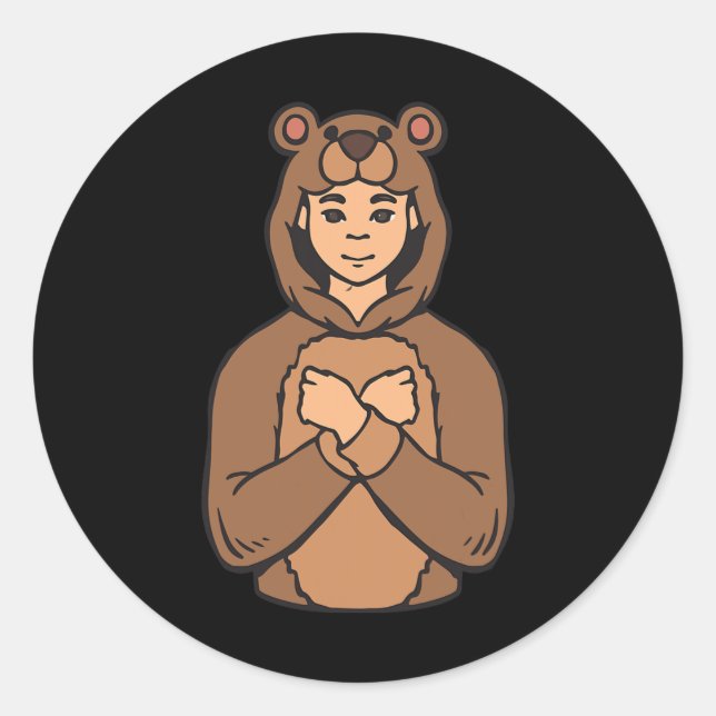 Sticker Rond Animal Asl Gesture main Sourds Acteurs de perte d' (Devant)