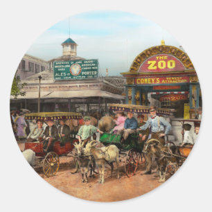 Sticker Rond Animal - Chèvres - Coney Island NY - Enfant fait d