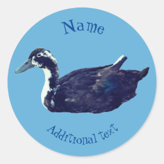 Sticker Rond Animal de ferme de canard noir personnalisé