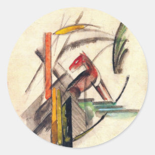 Sticker Rond Animal de Franz Marc, Art de l'expressionnisme vin