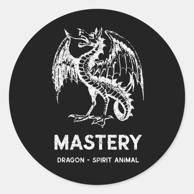 Sticker Rond animal d'esprit de dragon blanc (Devant)