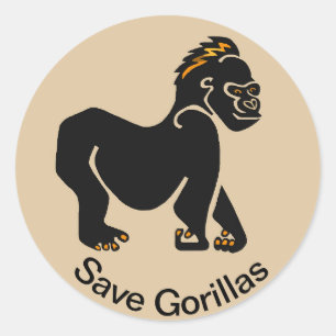 Sticker Rond Animal en voie de disparition -Cool Sauvez GORILLA